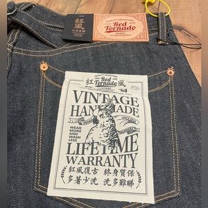 Red Tornado 34w 30l Floral Stitched Jeans 14oz Selvedge